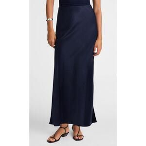Madewell | NWOT Satin Maxi Slip Skirt Juniper Berry Navy | Sz 0